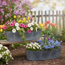 Prodotto Ciotola ovale in metallo, nera e grigia, stile vintage, 32,5/37 cm, set da 2.