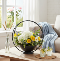 Prodotto Ciotola con base, anello decorativo, metallo, antracite, H29cm, 2 pezzi