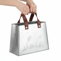 Prodotto Borsa decorativa, argento, bianco, marrone, metallo, vaso per piante, L22cm, 2 pezzi