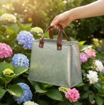 Prodotto Borsa decorativa, argento, bianco, marrone, metallo, vaso per piante, L22cm, 2 pezzi