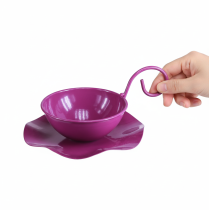 Prodotto Tazza da tè decorativa in metallo con piattino, viola, Ø11,5 cm, H8 cm, 2 pezzi