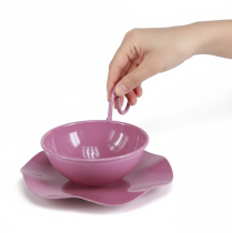 Prodotto Tazza decorativa in metallo con piattino, rosa, H8cm Ø11.5cm, 2 pezzi