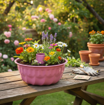 Prodotto Ciotola decorativa in metallo, stampo da forno, teglia per ciambella, rosa, Ø23cm, H12cm