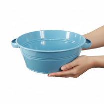 Prodotto Ciotola rotonda con manico, ciotola decorativa, vaso per fiori, blu, Ø33,5 cm
