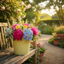 Prodotto Vaso decorativo in metallo, verde/giallo, per fiori, 31x26x21,5 cm