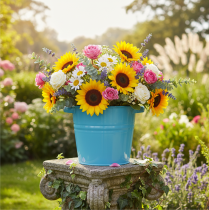 Prodotto Vaso/fioriera decorativo in metallo blu, 31 cm x 26 cm x 21,5 cm