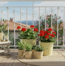 Prodotto Vaso da fiori a secchiello in metallo con manico, verde/giallo, 20x17,5x16 cm, 2 pezzi