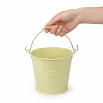 Prodotto Vaso da fiori a secchiello in metallo con manico, verde/giallo, 20x17,5x16 cm, 2 pezzi