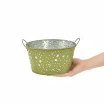 Prodotto Ciotola in metallo con stelle e manici, verde, Ø20cm, H11.5cm