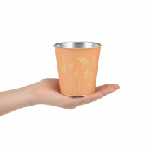 Prodotto Vaso da fiori in metallo, design a forma di pesca, fioriera, Ø10,5cm H10,5cm