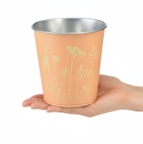 Prodotto Vaso da fiori in metallo, colore giallo pesca, Ø11,5cm H11,5cm
