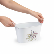 Prodotto Vaso da fiori in metallo, fioriera, contenitore decorativo, 27×16×15,5 cm