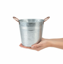 Prodotto Vaso da fiori in metallo con manici, secchiello decorativo, Ø21cm H19.5cm