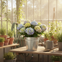 Prodotto Vaso da fiori in metallo con manici, secchiello decorativo, Ø16cm H15cm