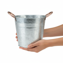 Prodotto Vaso da fiori secchio con manici, decorazione in metallo, Ø19cm H17cm