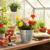 Prodotto Vaso da fiori in metallo con manici, secchiello decorativo, Ø16cm H15cm