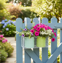 Prodotto Vaso da fiori sospeso in metallo, verde, decorazione per balcone, L22cm H23.5cm