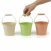 Prodotto Secchiello con manico, vaso di primule, metallo, colore pastello, 11,5×8,5 cm, 8 pezzi