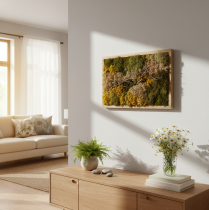 Prodotto Quadro con muschio, muschio e rametti veri e conservati, naturale, 60×40 cm