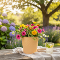 Prodotto Vaso in metallo, arancione pastello, Ø13,5 cm H12,5 cm