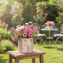 Prodotto Scatola decorativa in latta, rosa antica, scatola in metallo per piante, Ø11cm H10.5cm