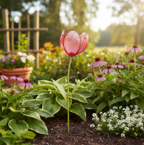 Prodotto Paletto da giardino in vetro a forma di tulipano - Bellissima decorazione per giardino e balcone, 94 cm