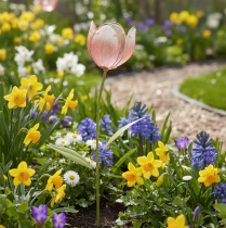 Prodotto Paletto da giardino con fiore di tulipano decorativo per aiuole e bordure, 94 cm