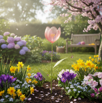 Prodotto Paletto da giardino con fiore di tulipano decorativo per aiuole e bordure, 94 cm