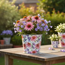 Prodotto Vaso da fiori, decorazione primaverile, fioriera, in metallo, Ø12cm, H10.5cm