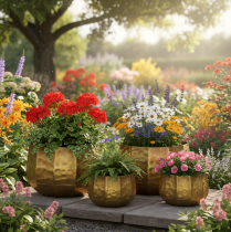 Prodotto Vaso decorativo in metallo, ottone, Ø22/18/14 cm, set da 3