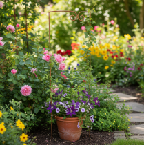 Prodotto Traliccio, supporto per arrampicata, elemento decorativo curvo per aiuole e vasi, 75 cm