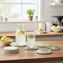 Prodotto Sottobicchieri decorativi in ceramica limone rotondi assortiti Ø10,5cm 6pz