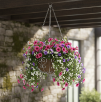 Prodotto Cestino in metallo per appendere decorazione in metallo bianco grigio Ø24cm H19cm
