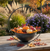 Prodotto Ciotola decorativa in metallo con anello decorativo, antracite, Ø22,5 cm, H33 cm