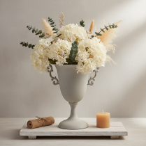 Prodotto Trofeo vintage in metallo, grigio, trofeo decorativo con manici, aspetto antico, Ø20,5 cm H26,5 cm, per decorazione da tavolo e come portavaso