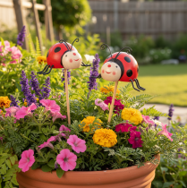 Prodotto Paletti da giardino a forma di coccinella, decorazione per la primavera e l'estate, decorazione floreale, 31 cm, 4 pezzi