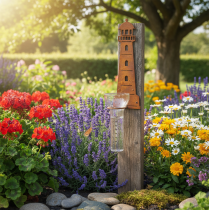 Prodotto Pluviometro effetto faro ruggine – Pluviometro decorativo per giardino e recinzione, 41 cm, effetto ruggine