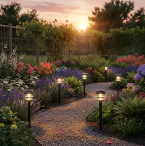 Prodotto Luci solari da giardino con picchetto, lampade da esterno per vialetti da giardino, 35 cm, 6 pezzi