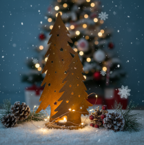 Prodotto Lanterna per albero di Natale, decorazione in metallo con finitura rustica, Natale H46cm L25.5cm