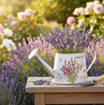 Prodotto Annaffiatoio decorativo in metallo, color lavanda, design da giardino retrò, 30×11×14,5 cm