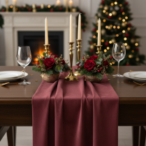 Prodotto Runner da tavolo in velluto Bordeaux rosso scuro, 28×270 cm - lussuoso tessuto decorativo runner da tavolo per le occasioni festive