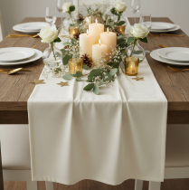 Prodotto Runner da tavolo in velluto runner da tavolo in tessuto decorativo color crema 28×270 cm