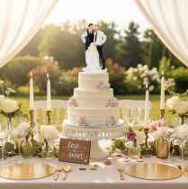 Prodotto Decorazione per torta raffigurante una coppia di uomini con torta, 16,5 cm