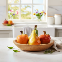Prodotto Set di frutta artificiale: mela, pera, oggetto decorativo autunnale, 12 cm, 3 pezzi