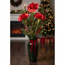 Prodotto Fiore di amarillide artificiale, rosso, a stelo lungo, per vaso e composizione, 77 cm