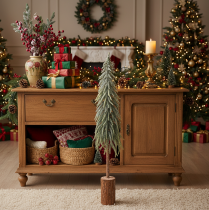 Prodotto Albero di Natale artificiale con base, effetto brina, come decorazione invernale, 90 cm