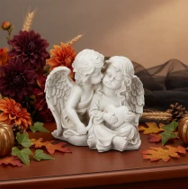 Prodotto Decorazione angelo per bambini, coppia di angeli con scultura a forma di cuore, 24 cm