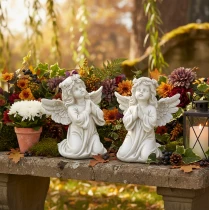 Prodotto Statuetta di angelo in preghiera, decorazione tombale, seduto, 13 cm, 2 pezzi