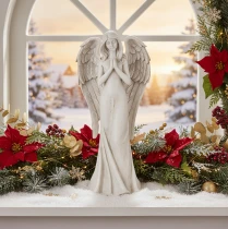 Prodotto Statuetta di angelo in piedi in preghiera, decorativa, 36 cm