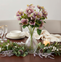 Prodotto Mazzo di rose natalizie artificiali con fiori viola, 35 cm, 6 pezzi
